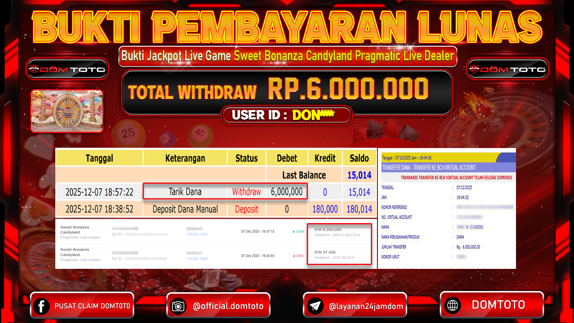 JACKPOT Sweet Bonanza Candyland Pragmatic Live Dealer 07 DECEMBER 2025